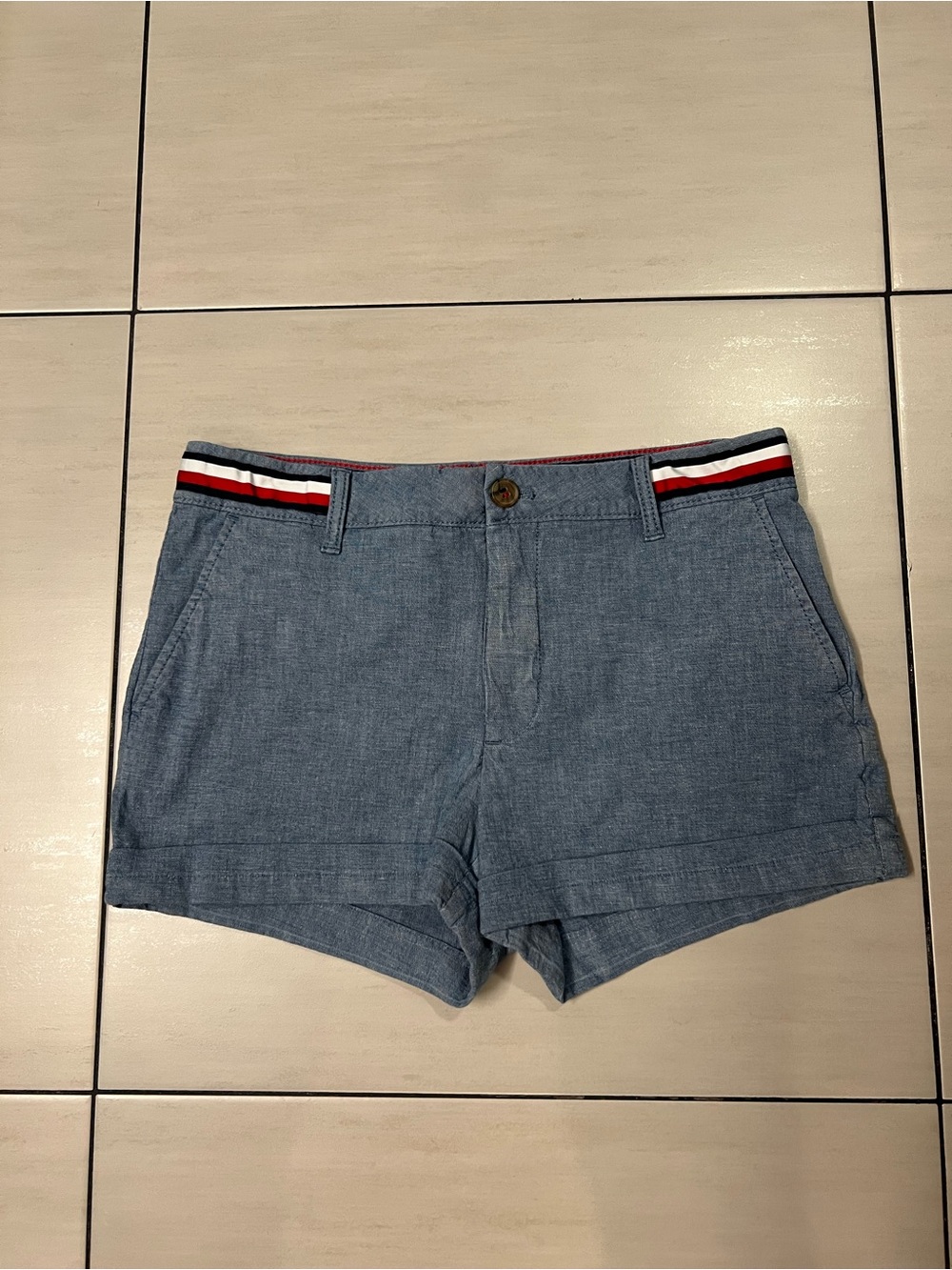 Tommy Hilfiger Blue Chambray Stretch Chino Shorts Size 4